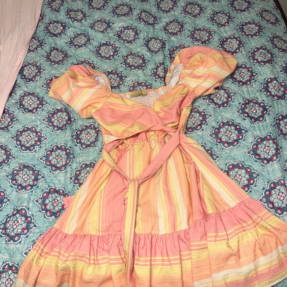 Chic Striped Women's Dress in Pink and Orange